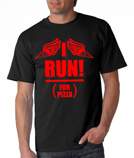 Running - I Run For Pizza - Mens Black Short Sleeve Shirt